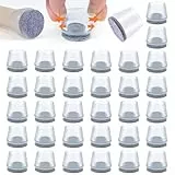 VABNEER 21-23mm Schutzkappen Für Stuhlbeine, 16 Stück Runde Transparent Silikon Stuhlbeinkappen mit Filzpolstern, Rund Tische und Stühle Fuß Protektoren für Hartholzböden