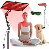 Morfone Rotlichtlampe für Gesicht & Ganzkörper, (660nm, 850nm, 940nm )Tri-Wellenlänge Infrarotlampe, 120 LED & 5 Modi Rotlicht Panel mit Verstellbarem Ständer & Schutzbrille (Lamp Erzeugt Keine Wärme)