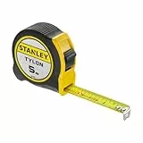 STANLEY Maßband Bandmaß Tylon (5m, 19mm Bandbreite, extra starkes gebogenes Band, mit Polymer-Schutzschicht, robustes Kunststoffgehäuse, mit Feststeller, automatischen Rücklauf & Gürtelclip) 1-30-697