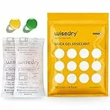 Wisedry Kieselgel-Beutel, [50 g x 4 Packungen] Trockenmittelbeutel in Lebensmittelqualität, mikrowellenschnell reaktivieren Kieselgel-Pakete, Feuchtigkeitsindikator und wiederverwendbar für Kleidung,