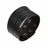 JewelryWe Schmuck 3,5cm Breite Rock Armband, Kunstleder Armreif, Damen Herren Legierung Armkette Cool