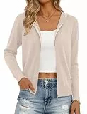 Aottori Strickjacke Damen Kurz Cardigan mit Kapuze Reißverschluss Langarm Kapuzenpullover Herbst Winter Jacke Elegant Casual Strickcardigan Pullover Outerwear Strickmantel Aprikose M