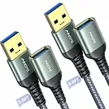 AINOPE 2 Stück 1M USB Verlängerung Kabel USB 3.0 Verlängerungskabel A Stecker auf A Buchse mit eleganten Alluminiumsteckern, Nylon Stoffmantel für Kartenlesegerät,Tastatur, Drucker, Scanner, Kamera