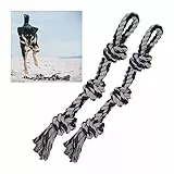 Relaxdays Hundespielzeug Seil, 2er Set, Zerrspielzeug große Hunde, robust, Kauspielzeug, 70 cm, Hundetau, schwarz/grau