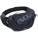 EVOC HIP PACK PRO 3 + HYDRATION BLADDER 1,5, Hüfttasche (AIR FLOW CONTACT SYSTEM, AERO FLEX Hüftgurt, inkl. 1,5l Trinkblase und Flaschenhalter, One Size), Schwarz