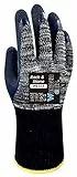 Wonder Grip WG-333 Rock & Stone - Arbeitshandschuh mit doppelter Latexbeschichtung, Schnittsicher, Kälteschutz, Hitzeschutzhandschuhe für sicheres Greifen, gr XL / 10, Grau & Schwarz