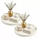 2 Stück Dekoratives Tablett - 23CM Rundes Tisch-Tablett, Beige Dekotablett, Silikon-Wohnaccessoire, Kosmetiktablett & Schmuckaufbewahrung, Dekoteller für Wohnzimmer, Schlafzimmer, Badezimmer
