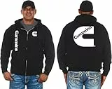 JH DESIGN GROUP Cummins Diesel Herren-Kapuzenpullover, durchgehender Reißverschluss, Schwarz, Schwarz, Large