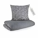 Esprit Flanell Bettwäsche 135x200 Baumwolle Grau - Luxus Bettwäsche-Set 2teilig Öko - kuschelig warm & flauschig - 135 x 200-1 Bettwäschebezug und 1 Kopfkissenbezug 80x80cm - Herbst & Winter