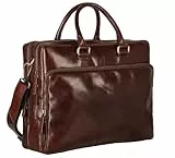 Leonhard Heyden Cambridge Zipped Briefcase 2 Compartments L Red Brown