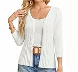 GRACE KARIN Girls Vorne Offen Schulterjacke Elegante Bolero Langarm Strickjacke Festlich Shrug Cardigan Party Cocktail Jacke Weiß XXL