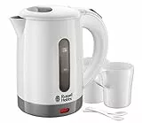 Russell Hobbs Wasserkocher klein [0,85l Reisewasserkocher mit weltweiter Spannungsanpassung] Travel (1000W, inkl. 2 Tassen & 2 Teelöffel, optimierte Ausgusstülle, kompakter kleiner Teekocher) 23840-70