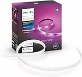 Philips Hue White & Color Ambiance Lightstrip Plus Basis-Set V4 (2m), dimmbarer LED Streifen für das Hue Lichtsystem mit 16 Mio. Farben, smarte Lichtsteuerung über Sprache oder App