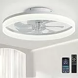 50cm Deckenventilator Mit Beleuchtung 48W 220V Dimmbare Deckenleuchte Mit Fernbedienung Und APP 6 Geschwindigkeiten Lampe Mit Ventilator Timer Schlafzimmer Wohnzimmer Schwarz