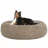 HMTOPE Orthopädisches Hundebett rund Hundekissen Hundesofa Katzenbett Donut Kuscheliges Hundekorb Waschbar, 80 cm Ø, Kamelbraun