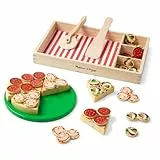 Melissa & Doug Pizza-Party-Spielset aus Holz - Pizza mit 30+ Belägen, Pizzaschneider, Pizzateller, Holzspatel und Holzbox, für kreatives Rollenspiel, für Kinder ab 3 Jahren