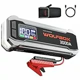 WOLFBOX Starthilfe Powerbank 3000A, 12V Auto Starthilfe (Bis zu 8L Benzin oder 6L Diesel) mit LED-Taschenlampe, großen Bildschirm, Starthilfekabel, Autobatterie Booster für Autos, LKW, Booster