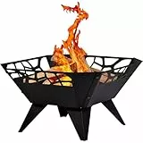 dobar® 35416 Feuerschale Viereckig | Feuerstelle Bausatz aus Stahlblech | Gartenfeuer für Terrasse/Balkon | Eisenschale für Feuer im Garten | Terrassenkamin - Ø 51,5 x 30 cm | Schwarz