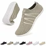 Merdoo Barfuss Schuhe Damen Herren Leicht Turnschuhe Bequeme Barfußschuhe Slip On Sneaker Weich Hausschuhe Atmungsaktiv Gymnastikschuhe rutschfest Barefoot Shoes Sportschuhe Unisex Beige 43EU