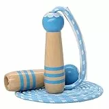 Sprungseil Kinder Verstellbare, Kinder Springseil mit Holzgriff, Hüpfseil Seilspringen Kinder Baumwolle, Kids Skipping Rope Geschenke für Jungen und Mädchen 4 5 6 7 8 9 10 jahre