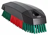 Vikan Nagelbürste hart, kräftige Handwaschbürste für Handwerk und Werkstätten, max. 100°C,115x45 mm, Schwarz, Rot, Grün