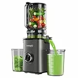 Entsafter Gemüse und Obst, Slow Juicer mit 120 MM XL-Einfüllschacht, 600 mL Saftbehälter, Elektrische Kaltpress Saftpresse für Familien, Gesundheitsbewusste, Einfache Reinigung(Grau)