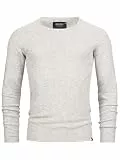 Indicode Herren Loakim Klassischer Strickpullover mit Rundhalsausschnitt | Pullover Herrenpullover Pulli meliert für Männer Optical White, M