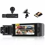 Hikity WiFi DashCam mit 64GB SD Karte, Dashcam Auto Vorne Innen Kabellos G-Sensor, Autokamera FHD 1080P mit integriertem WLAN/APP, Doppellinse, Loop-Aufnahme, Bewegungserkennung, Belichtungsanpassung