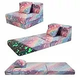 MeMoreCool Spielsofa Kindersofa, Glow-Kinder Sofa, Kinder-Klappsofa, Flip-Sofa Kindercouch, Z-Bett, kindersofa ausklappbar, Bodenbett, Klappcouch für Spielzimmer, Einhorn