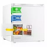 FOHERE Mini Kühlschrank 46L mit Eisfach | Getränkekühlschrank | Temperaturregelung, Energiesparend, Leise | Kühlschrank Klein Ideal für Küche, Büro, Schlafzimmer | Wechselbarer Türanschlag | Weiß