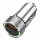 PEDEA 20W USB-C KFZ-Schnellladegerät | 2-Ports Mehrfach Handy-Ladegerät mit USB-C und USB-A | Car Charger | KFZ-Adapter für iPhone 15 14 13 Pro Max | Galaxy S24 S23 S22 S21 | Pixel 8 7 6, Silber
