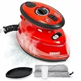 Duronic SI3 RD Mini Reisebügeleisen, 400W Mini Bügeleisen, Dampfbügeleisen 35ml Wassertank, kleines Reisebügeleisen dampf, Handbügeleisen Keramikfläche, für Kleidung nähen, 2 Betriebsspannungen