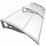 VOUNOT Vordach für Haustür 200 x 80 cm, Überdachung Haustür aus Aluminium und Polycarbonat, Transparentes Pultbogenvordach, Pultvordach