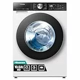 Hisense WD5S1045BW 2-in-1-Waschmaschine mit Dampf, Frontlast 10,5 kg, Waschen, 6 kg Trocknung, 1400 U/min, effizienter Inverter-Motor, Anti-Balance-System, XL-Tür, großes LED-Display