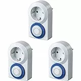 Brennenstuhl Zeitschaltuhr MMZ 20, mechanische Timer-Steckdose (Tages-Zeitschaltuhr, mit erhöhtem Berührungsschutz) weiß, 3er Pack