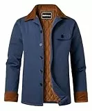 Harbrosrce Herren Winterjacke Gefüttert Arbeitsjacke Warme Steppjacke Reverskragen Hemdjacke Warmes Casual Übergangsjacke Baumwolle Winddichte Feldjacke