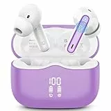 xinwld Bluetooth Kopfhörer, Kopfhörer Kabellos Bluetooth 5.3 In Ear Kopfhörer mit 4 ENC Noise Cancelling Mic, Kabellose Kopfhörer Tiefer Bass Wireless Earbuds 40Std, IP7 Wasserdicht Ohrhörer, Violett