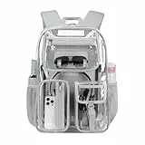 Cusangel Transparenter Rucksack für Mädchen, robuster klar Rucksack, 40,6cm, TPU, großes Fassungsvermögen, durchsichtiger für Sportveranstaltungen, Reisen, Stadien (16in Rosa)