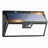 Peasur 318LED Solarlampen für Außen mit Bewegungsmelder, 3 Modi Solarleuchten Aussen IP65 Wasserdichte, Solarstrahler Wandleuchte für Garten Hof Haustüren Garage