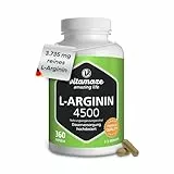 L-Arginin Kapseln, 750 mg pro Kapsel, 360 Kapseln reines L-Arginin HCl aus pflanzlicher Fermentation, Nahrungsergänzung ohne unnötige Zusatzstoffe, Made in Germany