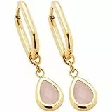 JEWELS BY LEONARDO Ohrringe Ciao Rosy • 1 Paar Ohr-Hänger aus goldfarbenem Edelstahl • tropfenförmiger rosa Stein • Schmuck Geschenk für Frauen • 024973