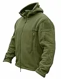 TACVASEN Herren Fleecejacke Military Outdoor Winddichte Jacke mit Kapuze- Gr. XL, Grün