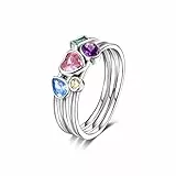QIKAOLA Silber Ringe für Frauen 925 Sterling Silber Ringe Erklärung Ringe stapelbar Ringe für Jugendliche Mädchen Eternity Band Ringe