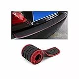 Stoßstangenschutz aus Gummi, Schwellerschutz für den Kofferraum, Kratzfest und Abriebfest, Selbstklebender Heckstoßstangenschutz, Autozubehör für die meisten Autos, SUVs (Schwarz/Rot, 104cm x 9cm)