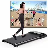 DeerRun Walking Pad Raceable,Laufband für Zuhause bis 136kg, Laufband Schreibtisch mit Pitpat App, Treadmill Leise 2,5PS mit Professionelle Trainingskurse & Multi-Runner-Rennen
