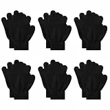 Xlretak 6 Paare Kinder Magische Handschuhe, Winter-Strickhandschuhe Kinder Dehnbare Warme Magische Handschuhe & Fäustlinge für Kinder 5-13 ahre alte Jungen und Mädchen