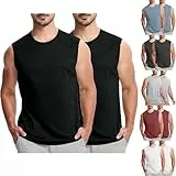 UHouse 2er Pack Tank Top Herren Gym Unterhemd Rundhals Tanktop Stretch Muskelshirt Sport Herren-Unterhemden Leichte Ärmellose Tshirt Fitness Axelshirt Zweiteiliger Trägershirt Blitzangebote Schwarz XL