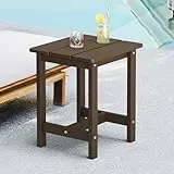LUE BONA Beistelltisch Outdoor,Balkontisch Klein,HDPS Adirondack Beistelltisch,Wetterfest,für Garten Terrasse Outdoor,31 x 41 x 43 cm,Kaffeebraun
