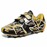Football Shoes Jungen Mädchen Fußballschuhe Kinder Kunstrasen Sportschuhe Athletics Trainingsschuhe Low Top Spikes Football Professionelle Schwarz Gold 37EU
