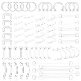 Rajnard 65pcs Mix Style Klare Piercing Retainer Lippen Ohr Nase Septum Augenbrauen Nippel Zungenringe Knorpel Tragus Ohrringe Retainer Bioflex Hufeisen ringe Industrie barbells